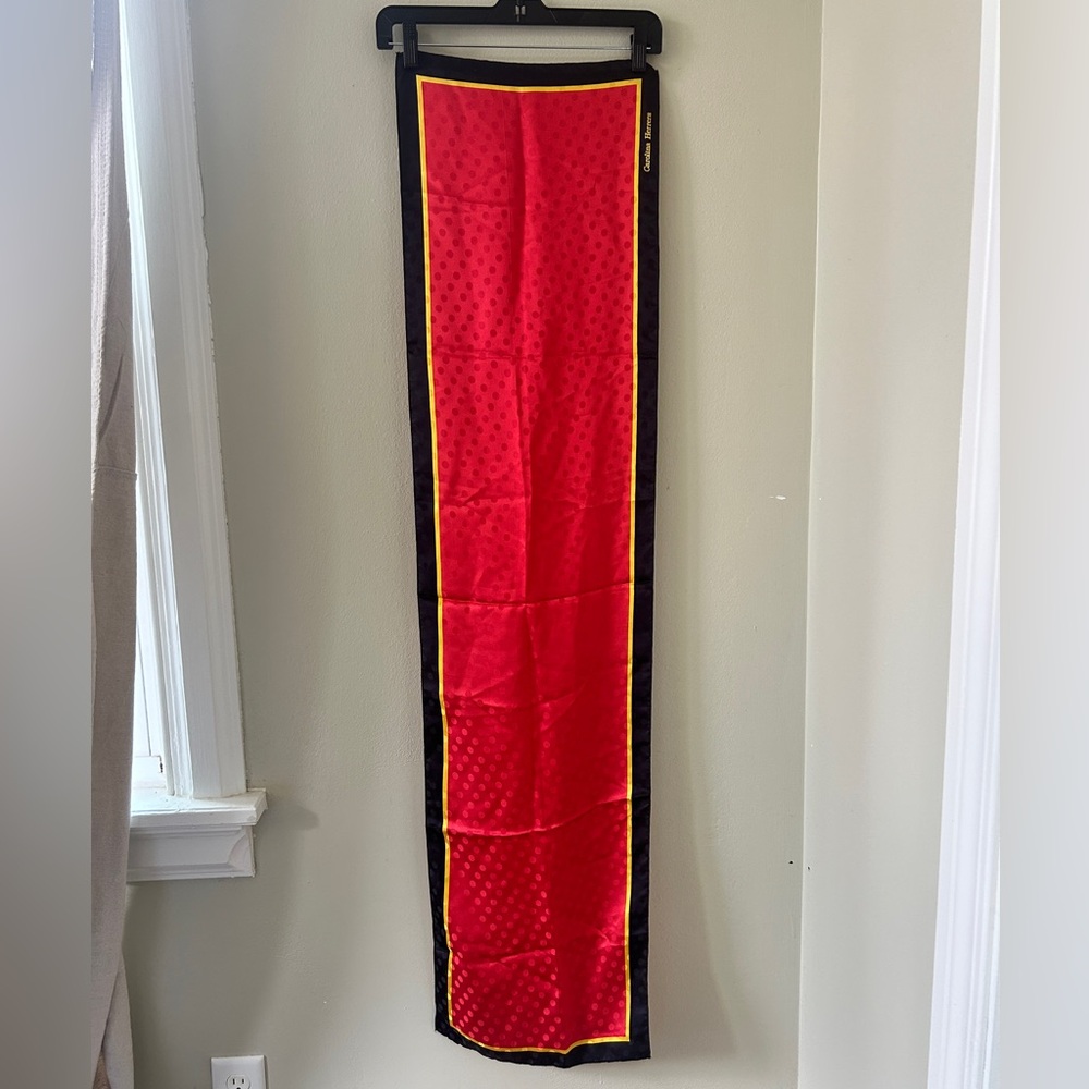 Carolina Herrera Red Scarf with Black and Gold Accents
